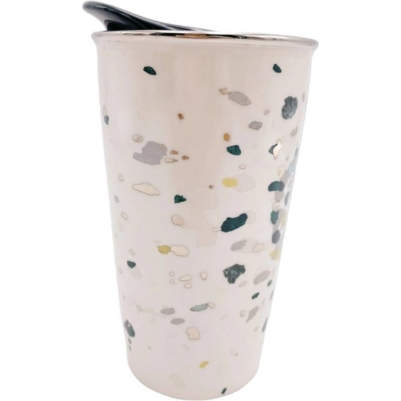2014 Starbucks Dot Collection 12 oz Metallic Flecks Abstract Ceramic Tumbler Cup - Picture 4 of 6